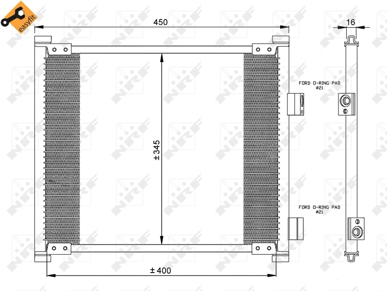 Radiador de aire acondicionado para Ford Ka  RBT