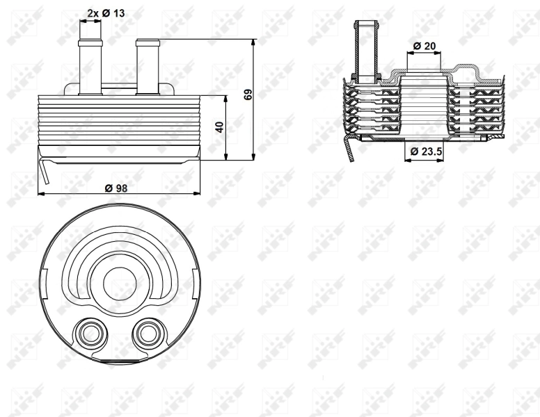 Radiador de aceite debajo del filtro NRF 31184