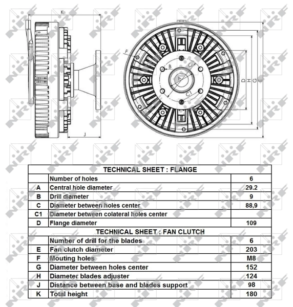 Embrague viscoso de ventilador 49432 NRF