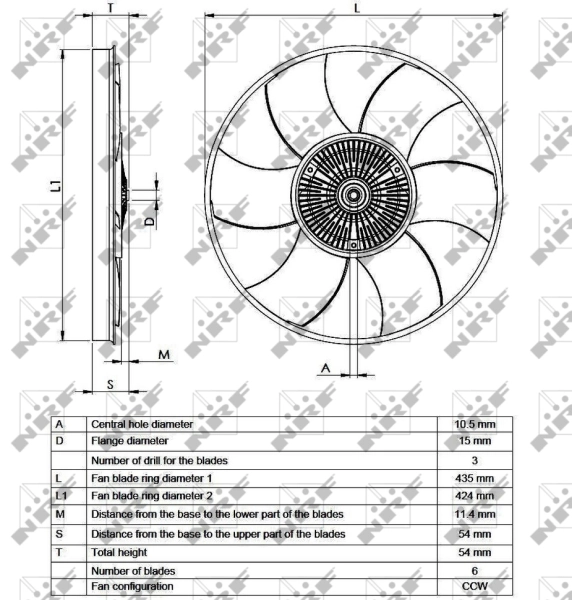 Embrague viscoso de ventilador 49539 NRF