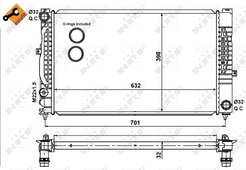 Radiador de água NRF 539504
