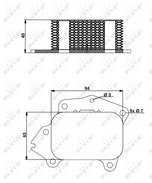 Radiador de aceite debajo del filtro NRF 31174