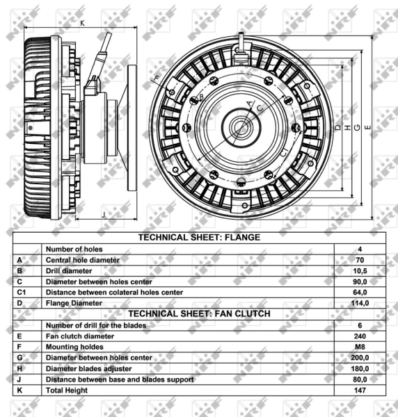 Embrague viscoso de ventilador 49018 NRF