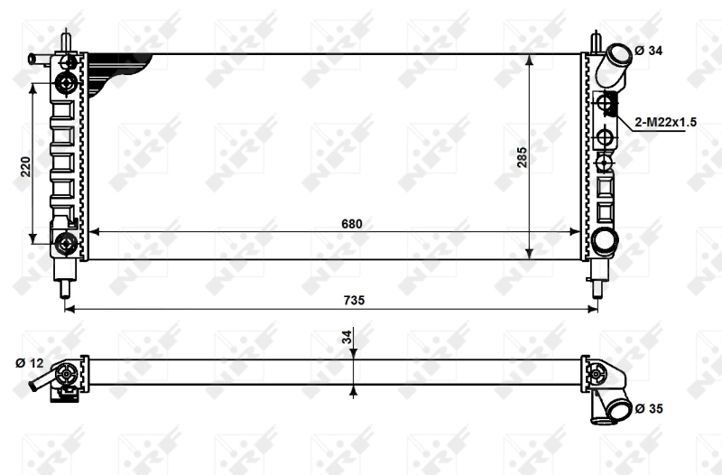 Radiador adicional de refrigeración del motor 50242 NRF