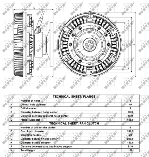 Embrague del ventilador NRF 49160