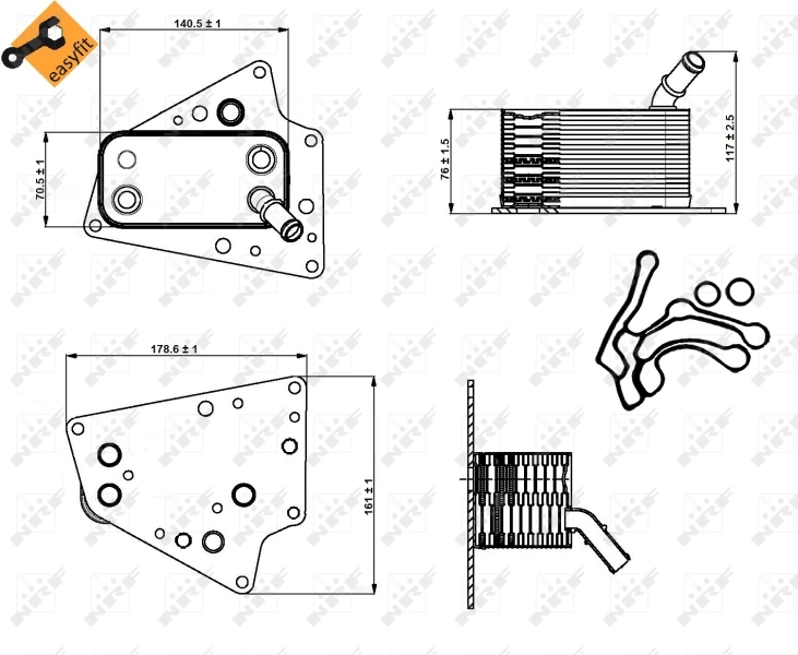 Radiador de aceite debajo del filtro NRF 31258