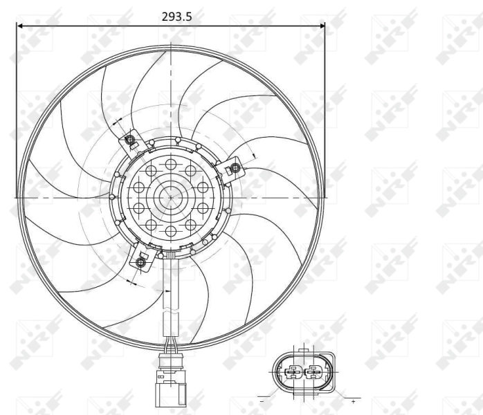 47395 NRF Ventilador de refrigeración completo derecho (motor y hélice)