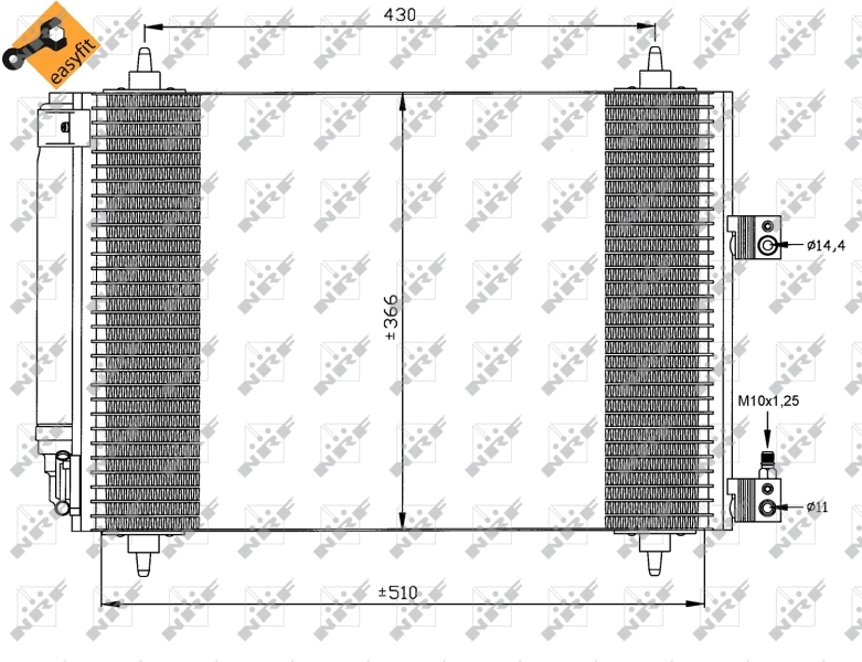 Radiador de aire acondicionado para Citroen C5 I DC
