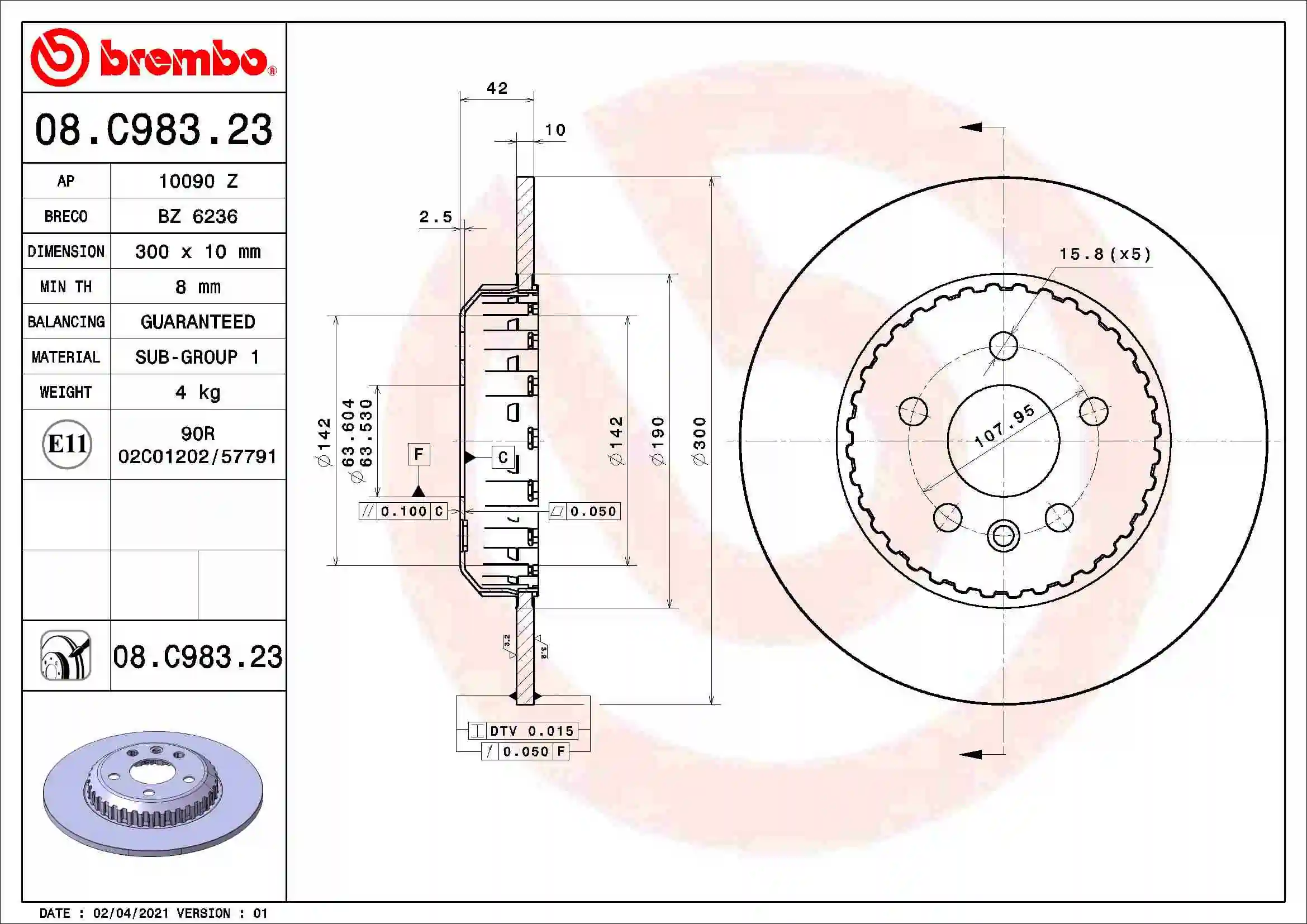 08C98323 ABS Freno de disco trasero
