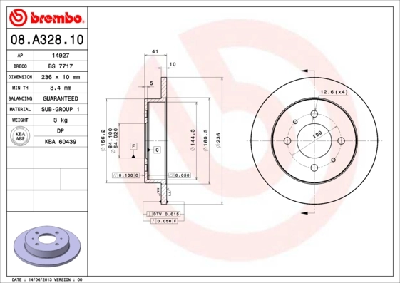 08A32810 ABS Freno de disco trasero
