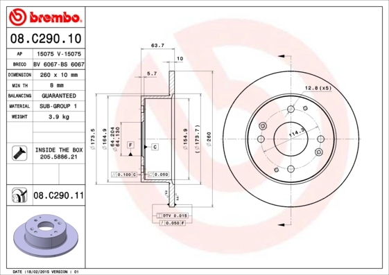 08C29011 ABS Freno de disco trasero