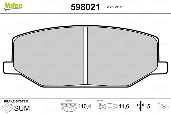 598021 VALEO Pastillas delanteras