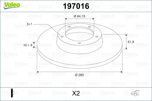 Comprar 197016 VALEO Disco de freno trasero