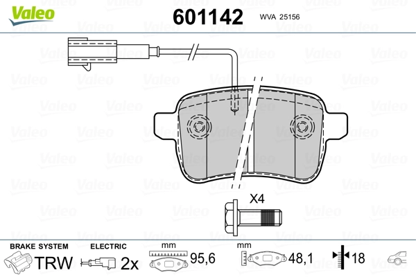 601142 VALEO Pastillas freno traseras