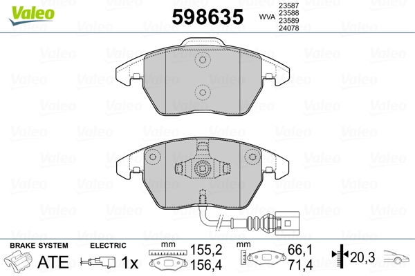 598635 VALEO Pastillas delanteras