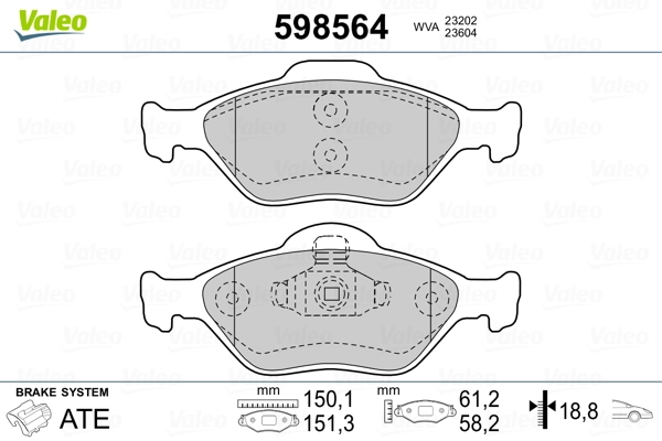 598564 VALEO Pastillas delanteras