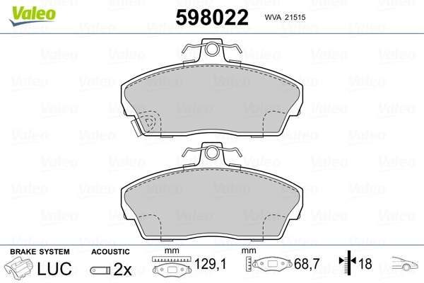 598022 VALEO Pastillas delanteras