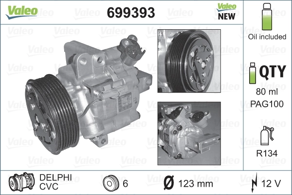 Compresor ac VALEO 699393 precio, desde 320,32 EUR