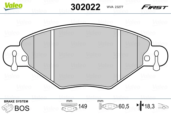 302022 VALEO Pastillas delanteras