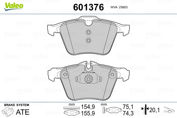 601376 VALEO Pastillas delanteras
