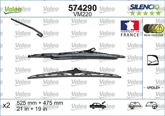 Escobillas de limpiaparabrisas delanteras VALEO 574290