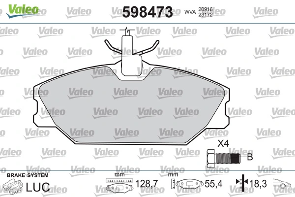 598473 VALEO Pastillas delanteras