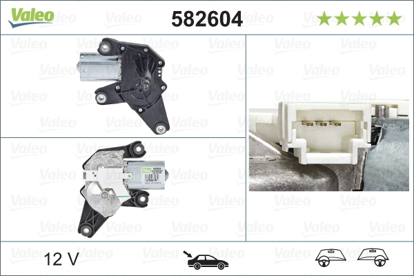 Motor limpiaparabrisas, trasera 582604 VALEO