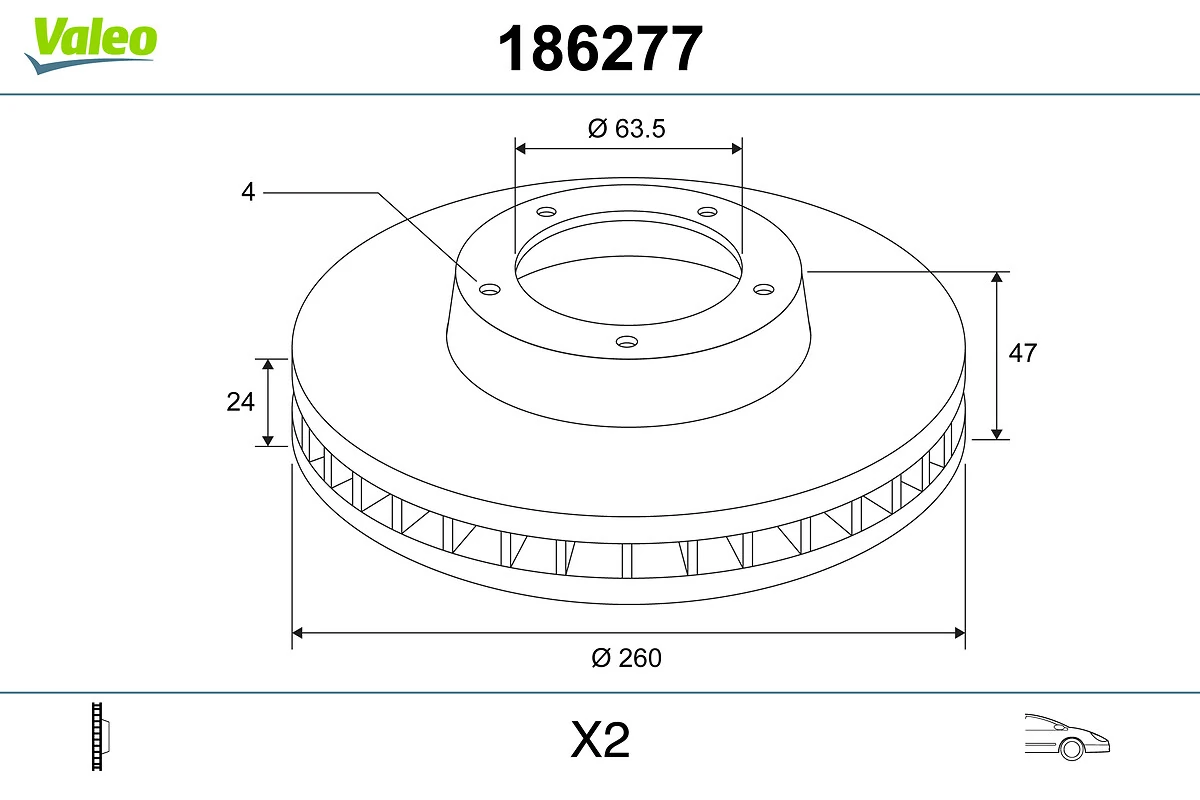 Comprar 186277 VALEO Freno de disco delantero
