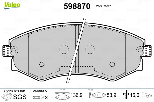 598870 VALEO Pastillas delanteras