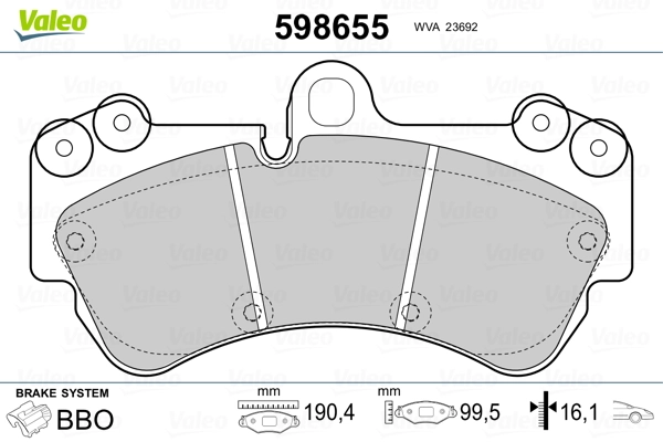 598655 VALEO Pastillas delanteras