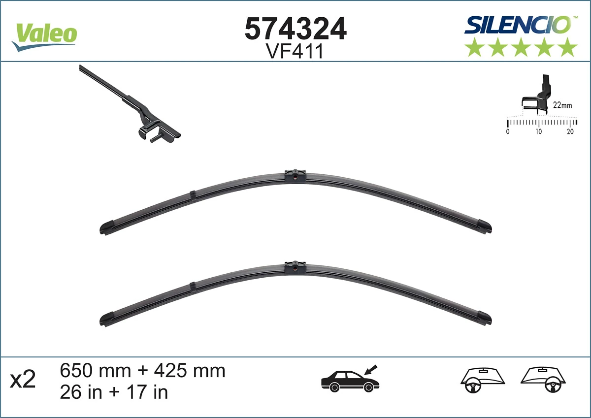 Limpiaparabrisas delanteras 574324 VALEO