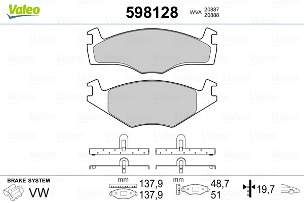 598128 VALEO Pastillas delanteras