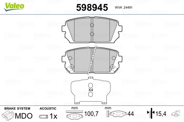 598945 VALEO Pastillas freno traseras