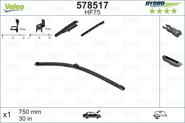 Escobilla del limpiaparabrisas del lado del conductor 578517 VALEO