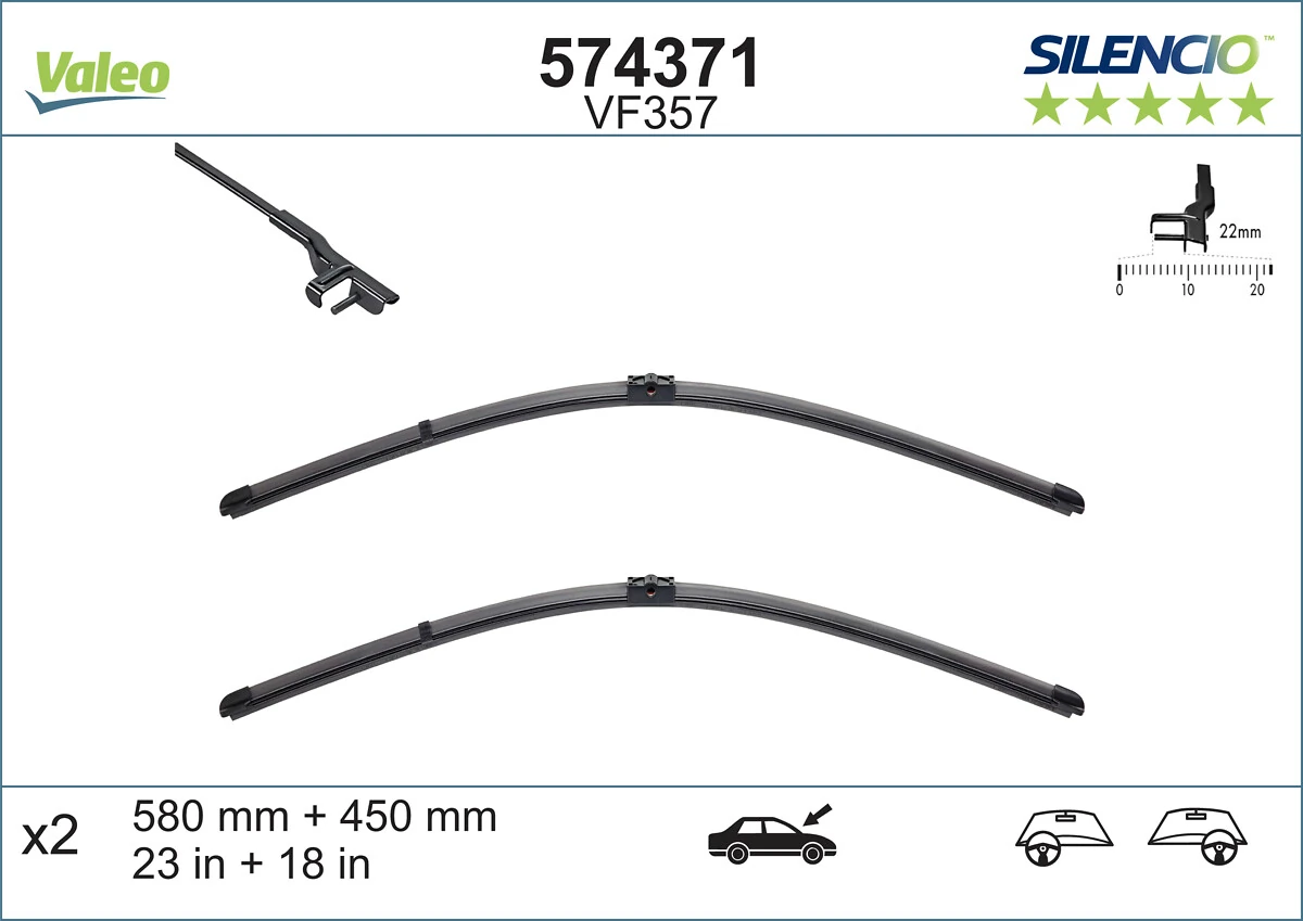 Limpiaparabrisas delanteras 574371 VALEO