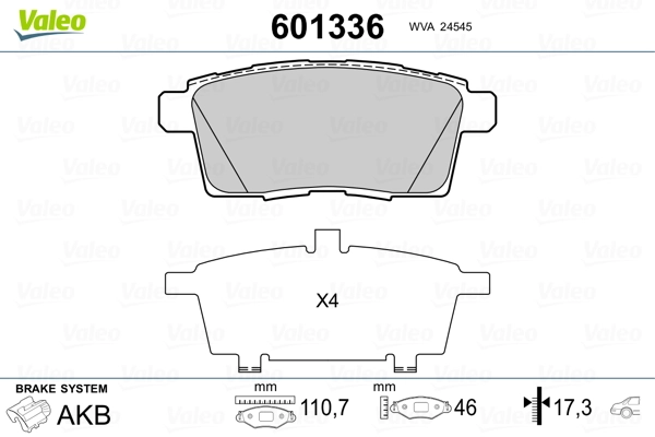 601336 VALEO Pastillas freno traseras