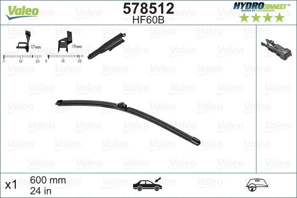 Escobilla del limpiaparabrisas del lado del conductor 578512 VALEO