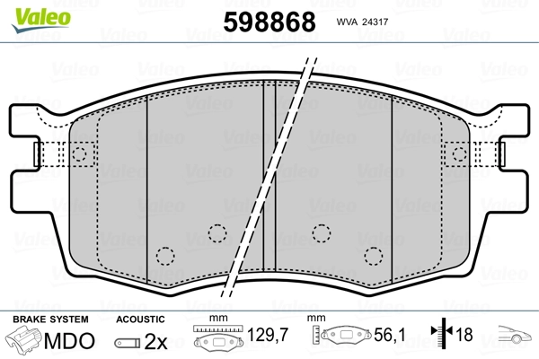 598868 VALEO Pastillas delanteras
