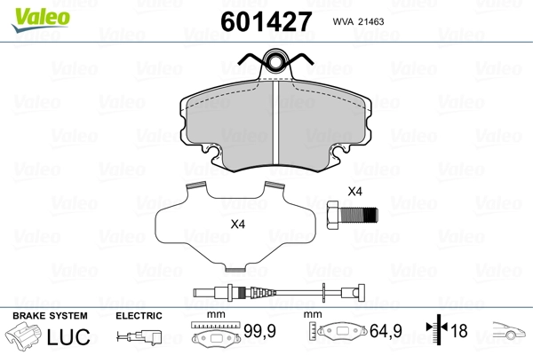 601427 VALEO Pastillas delanteras