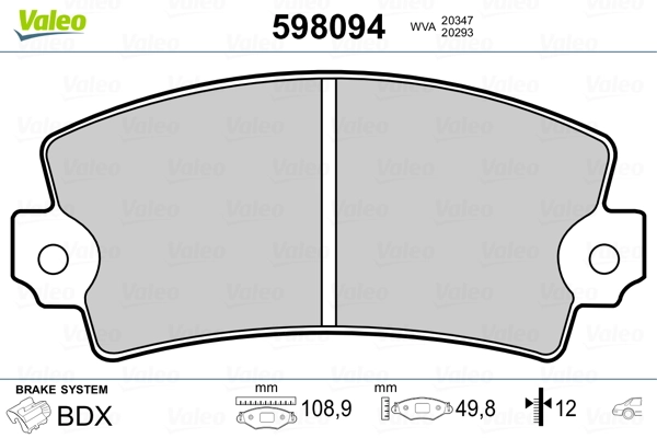 598094 VALEO Pastillas freno traseras