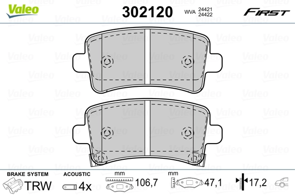 302120 VALEO Pastillas freno traseras