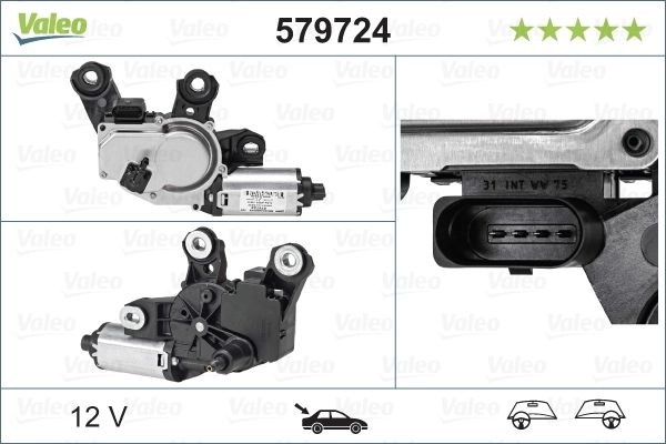 Comprar 579724 VALEO Motor limpiaparabrisas, trasera