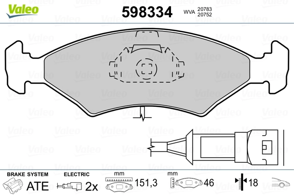 598334 VALEO Pastillas delanteras