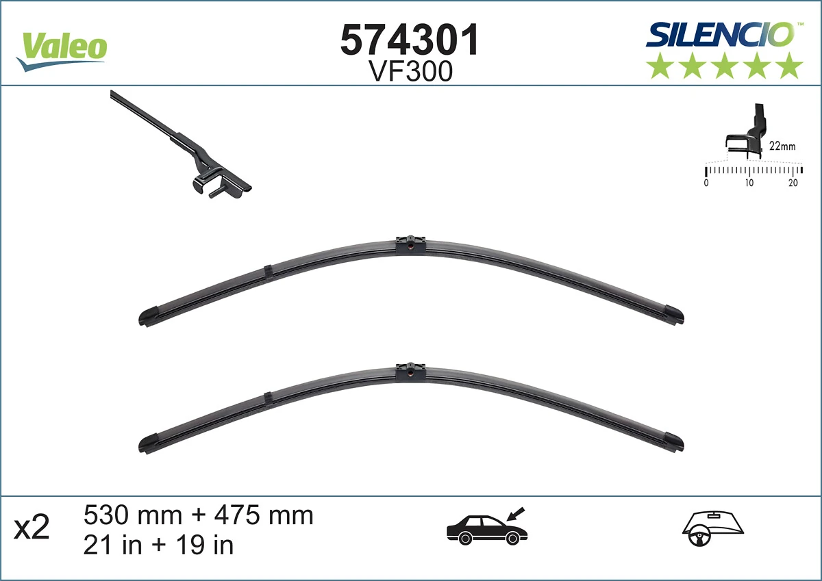 Limpiaparabrisas delanteras 574301 VALEO