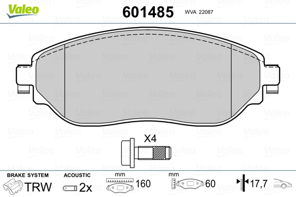 601485 VALEO Pastillas delanteras