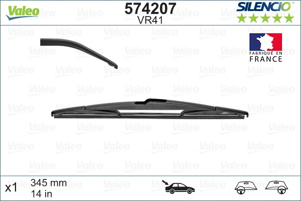 Brazo del limpiaparabrisas, lavado de parabrisas, luna trasera VALEO 574207