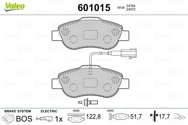 601015 VALEO Pastillas delanteras