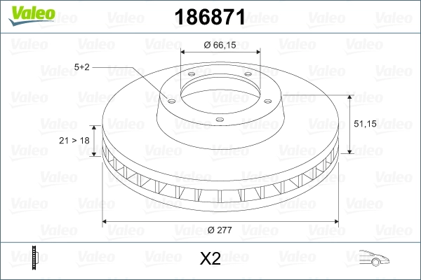Comprar 186871 VALEO Freno de disco delantero