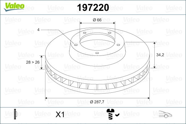 Comprar 197220 VALEO Freno de disco delantero