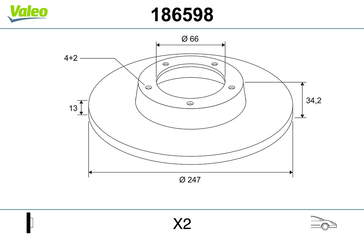 Comprar 186598 VALEO Freno de disco delantero
